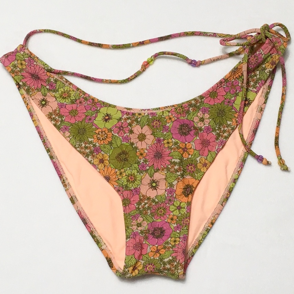 Wild Fable XL (16) Beaded Side-Tie Extra Cheeky Extra High Leg Bikini Bottom